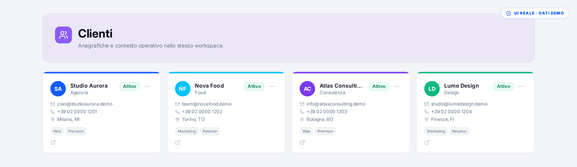 Interfaccia reale BOOMDesk — clients